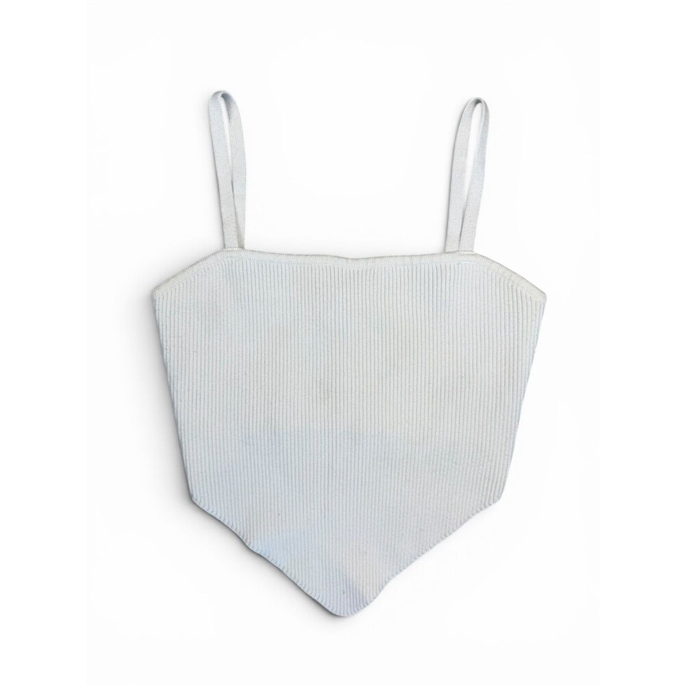 Princess Polly White Ribbed Pointed Hem Cami Top Small